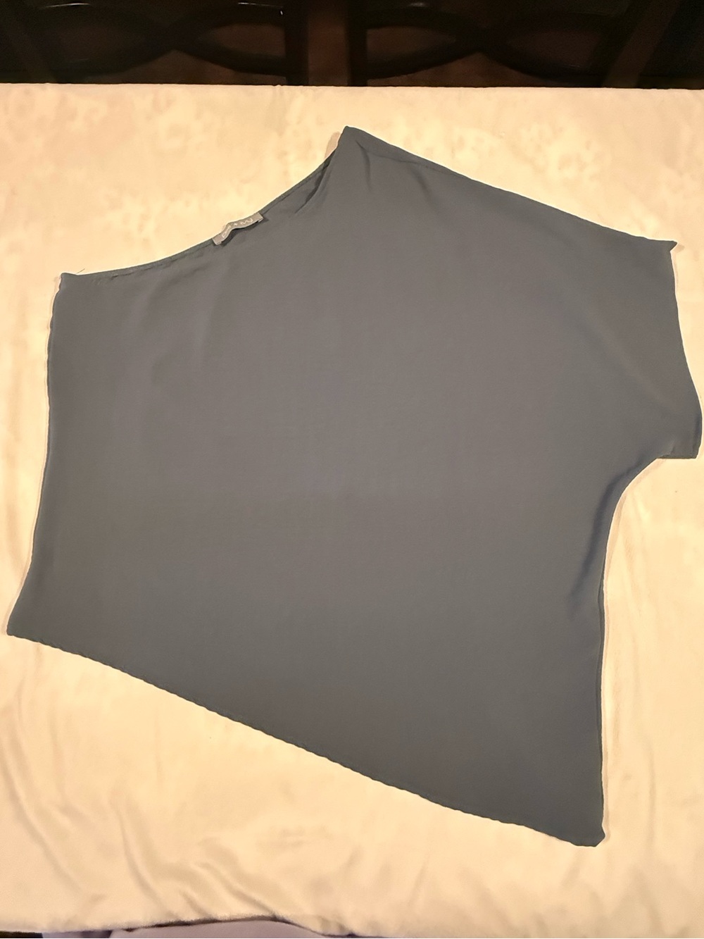 Pixi + Ivy Slate Blue Asymmetric One Shoulder Poncho Cape Top Blouse Sz L